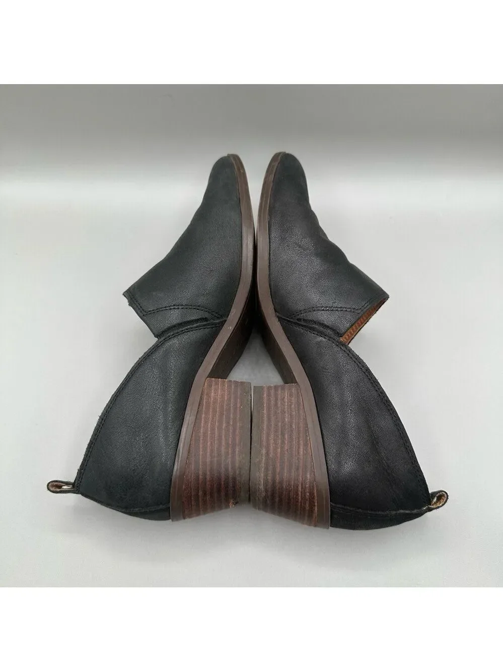 Lucky Brand Womens Morriah Leather Heeled Loafers Booties Black Size 6.5